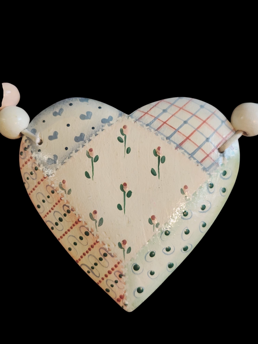 Vintage Cottagecore Heart Statement necklace Coquette Patchwork Bows - Picture 7 of 8